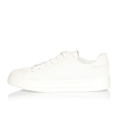 White perforated lace-up plimsolls
